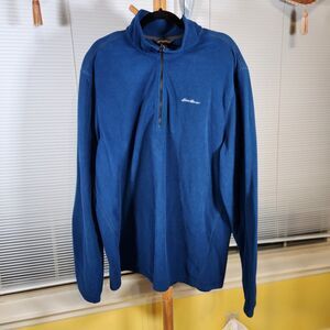 Eddie Bauer $55 XL Blue‎ Warmth w/o Bulk Quarter Zip Pullover Microfleece Jacket